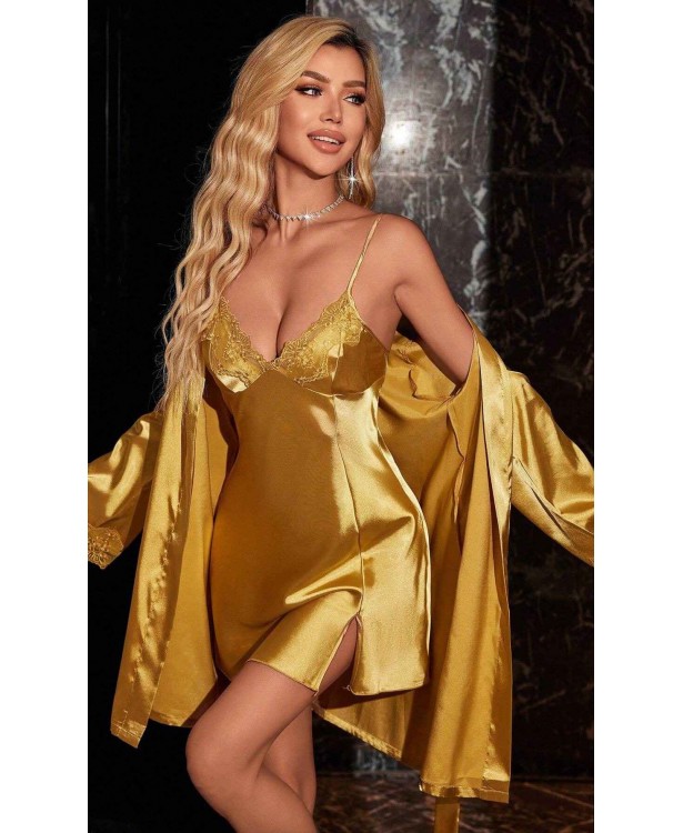 Set halat si camasa de noapte satin Ventura