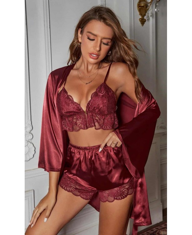 Set pijama dama si halat satin Ginevra