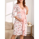Set halat si camasa de noapte gravide Mommy Glow