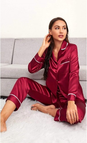 Pijama dama satin Scarlet Red