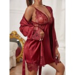 Set camasa de noapte si halat satin Ophelia