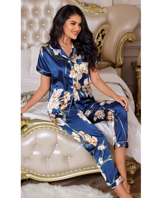 Pijama dama satin Fashion Floral Multicolor