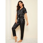 Pijama dama satin Fashion Black