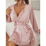 Set camasa de noapte si halat satin Sophie